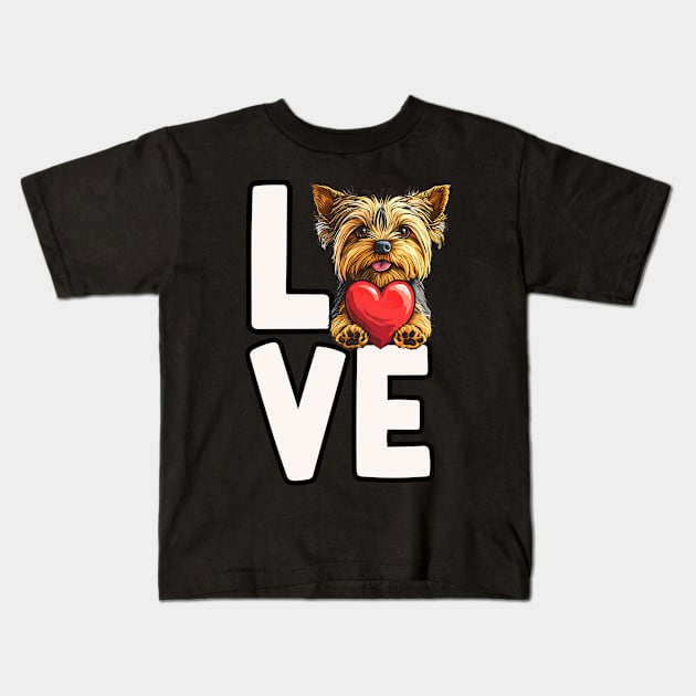 Love Yorkshire Terrier Kids T-Shirt by The Jumping Cart